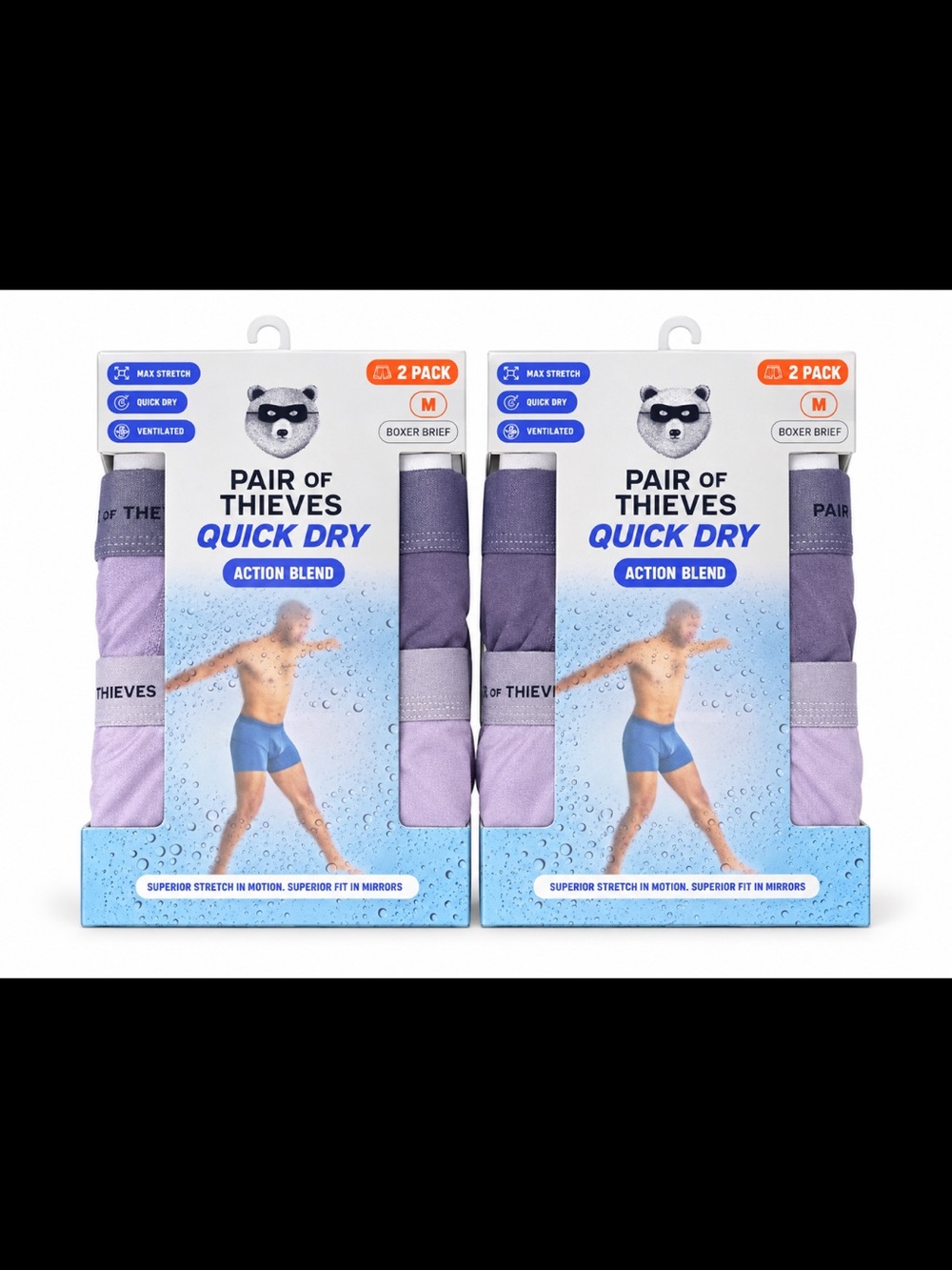 Pair of Thieves Quick Dry Men's Boxer Briefs - Lavender & Purple, 2-Pack